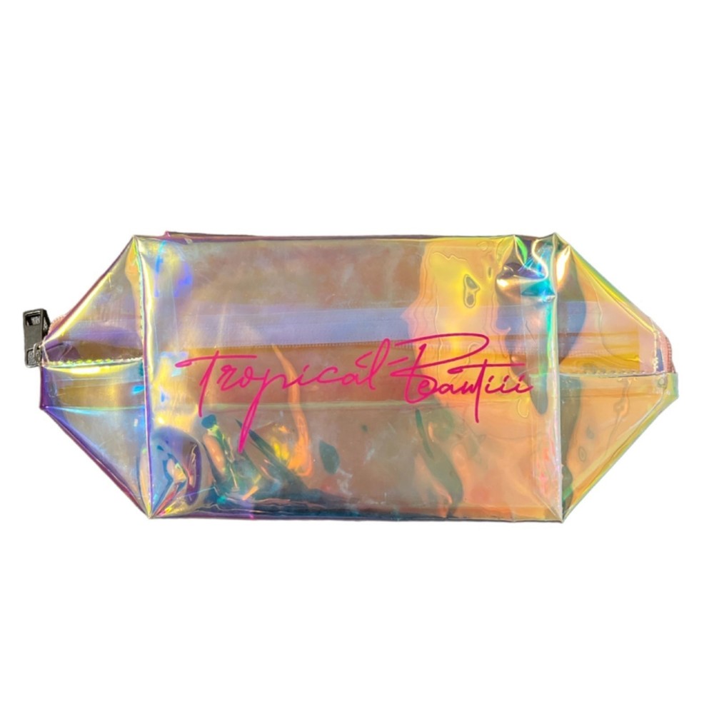 Makeup Bag Pink Holographic Cosmetic Toiletry Pouch Waterproof Travel Handbag